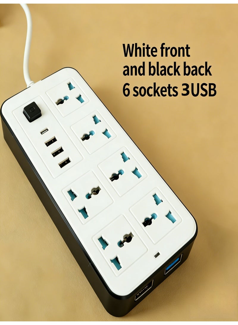5M تمديد الحبل حامي قطاع الطاقة مع 6 منافذ ، 3 منافذ USB-A ، 1 منفذ USB-C ، قابس مسطح ، قابل للتركيب على الحائط ، مكتب USB محطة شحن ، مثالية لجميع الأجهزة الإلكترونية - Image 5